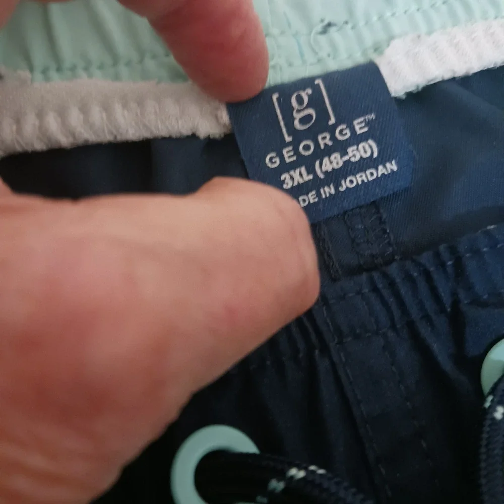 George Swim Trunks Mens 3XL 48-50 Navy Blue Excellent Drawstring Pockets